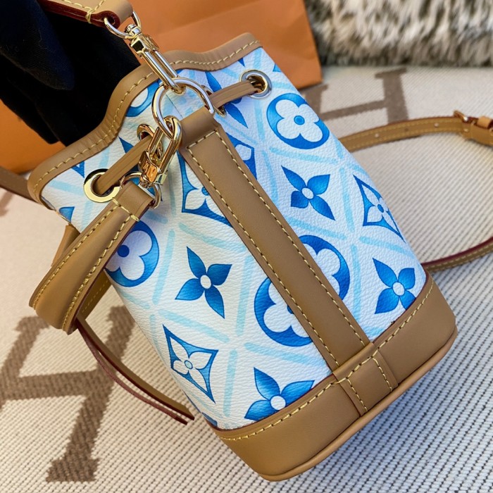 NIGO Louis Vuitton NANO NOÉ Women's Multicolor Logo Pattern Printed Drawstring Closure Canvas Quilted Cowhide Shoulder Crossbody Handbag Bag Bags #nigo72742
