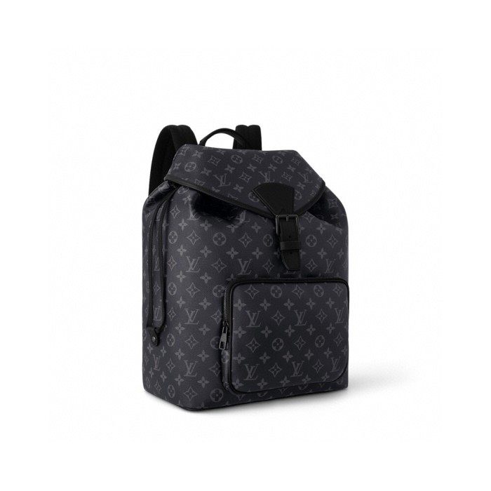 NIGO Louis Vuitton Men's Black Throughout Old Flower Full Print Drawstring Magnetic Closure Coated Canvas with Leather Shoulder Backpack Bag Bags #nigo72733
