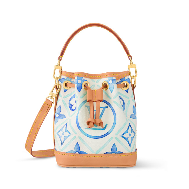 NIGO Louis Vuitton NANO NOÉ Women's Multicolor Logo Pattern Printed Drawstring Closure Canvas Quilted Cowhide Shoulder Crossbody Handbag Bag Bags #nigo72742