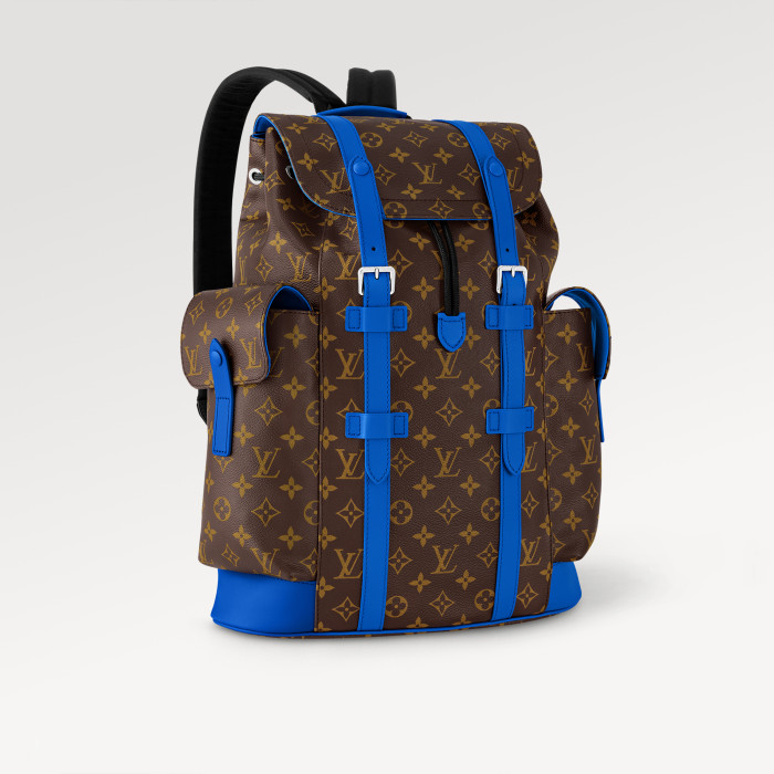 NIGO Louis Vuitton Christopher Medium Backpack Color Blocked Leather Retro Printed Men's Fashion Backpack  Bags #nigo71399