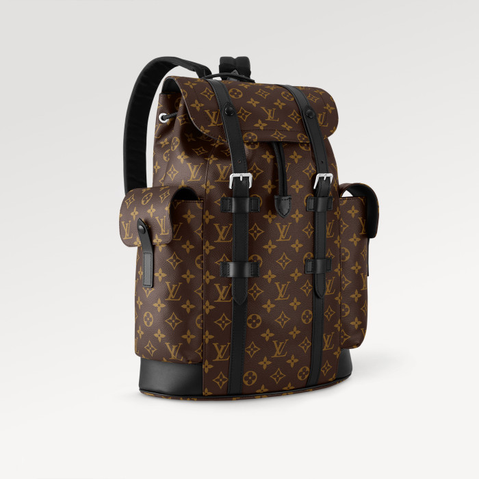 NIGO Louis Vuitton Christopher Medium Backpack Color Blocked Leather Retro Printed Men's Fashion Backpack  Bags #nigo71399