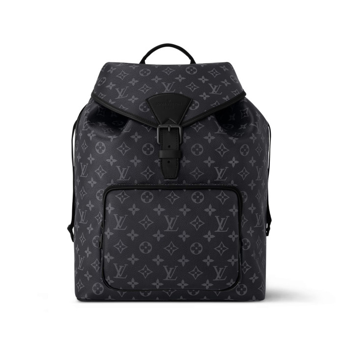 NIGO Louis Vuitton Men's Black Throughout Old Flower Full Print Drawstring Magnetic Closure Coated Canvas with Leather Shoulder Backpack Bag Bags #nigo72733