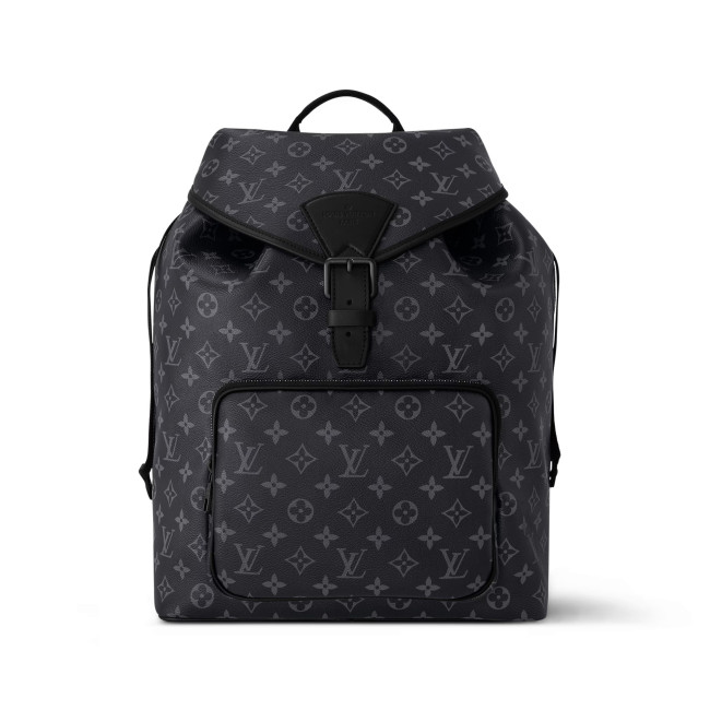NIGO Louis Vuitton Men's Black Throughout Old Flower Full Print Drawstring Magnetic Closure Coated Canvas with Leather Shoulder Backpack Bag Bags #nigo72733