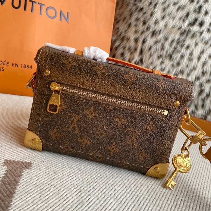 NIGO Louis Vuitton SOUL TRUNK Men's Brown Removable Shoulder Strap Lock Closure Canvas Leather Shoulder Crossbody Handbag Bag Bags #nigo72745