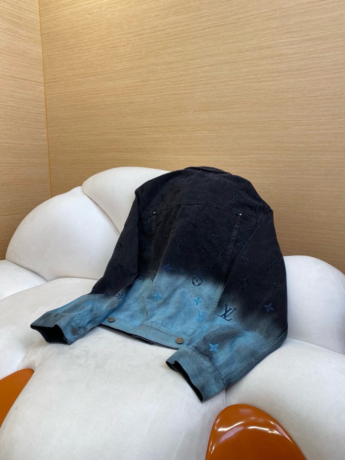 NIGO Louis Vuitton Men's Fall and Winter Logo Embroidery Gradient Single Breasted Long Sleeve Denim Jacket #nigo72741