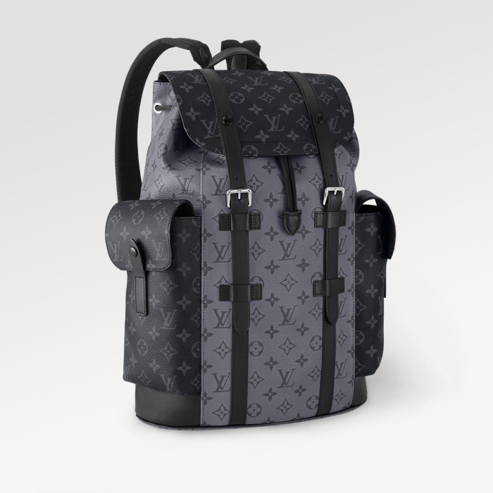 NIGO Louis Vuitton Christopher Medium Backpack Color Blocked Leather Retro Printed Men's Fashion Backpack  Bags #nigo71399