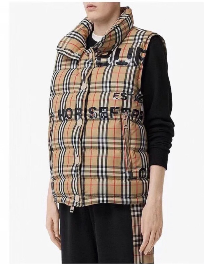 NIGO Burberry Men's Women's Spring And Winter Stand-Up Collar Single-Breasted Solid Color Plaid Fitted Puffer Down Vest #nigo71414