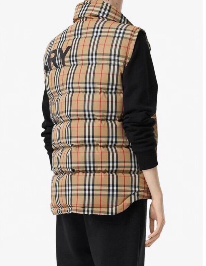 NIGO Burberry Men's Women's Spring And Winter Stand-Up Collar Single-Breasted Solid Color Plaid Fitted Puffer Down Vest #nigo71414