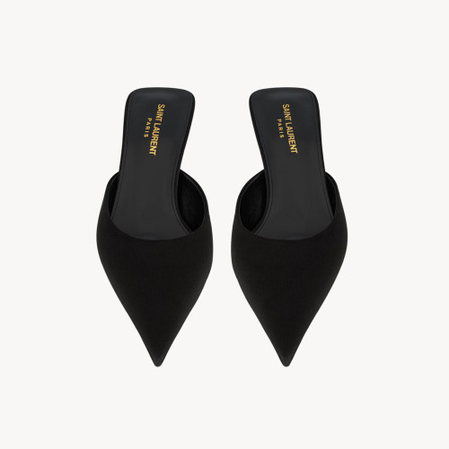 NIGO SAINT LAURENT Women's Barbara Crepe Satin Mule Shoes Silk Cowhide High Heel Slippers Heel 6.5cm Elegant Temperament Banquet High Heels Shoes  #nigo71413