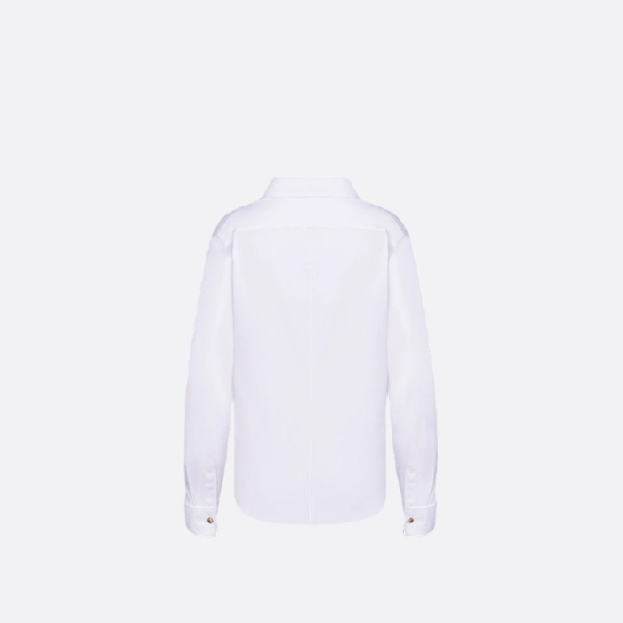 NIGO Dior Women's Spring and Autumn Solid Color Logo Embroidery White Lapel Long Sleeve Shirt #nigo72764