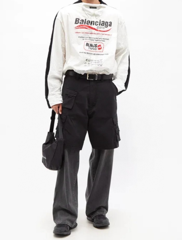 NIGO Balenciaga Men's Spring And Autumn Black Multi-Pocket Cotton Loose Work Pants Casual Spliced Denim Pants Ngvp #nigo9165