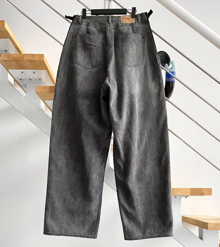 NIGO Balenciaga Men's Spring And Autumn Black Multi-Pocket Cotton Loose Work Pants Casual Spliced Denim Pants Ngvp #nigo9165