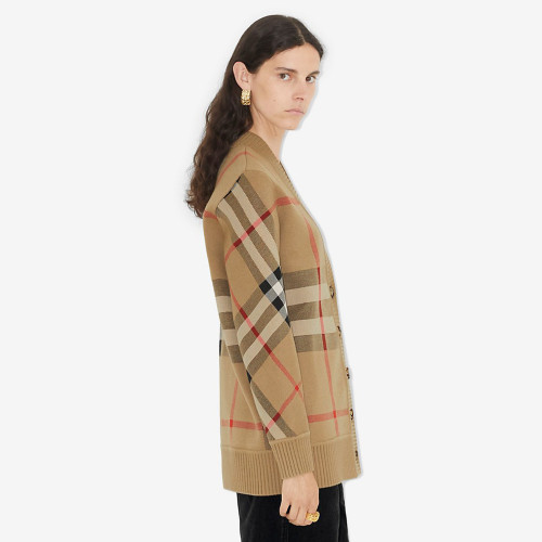 NIGO Burberry Women's Plaid Blended V-neck Jacquard Knitted Cardigan Button Fashion Casual Sweater #nigo71422