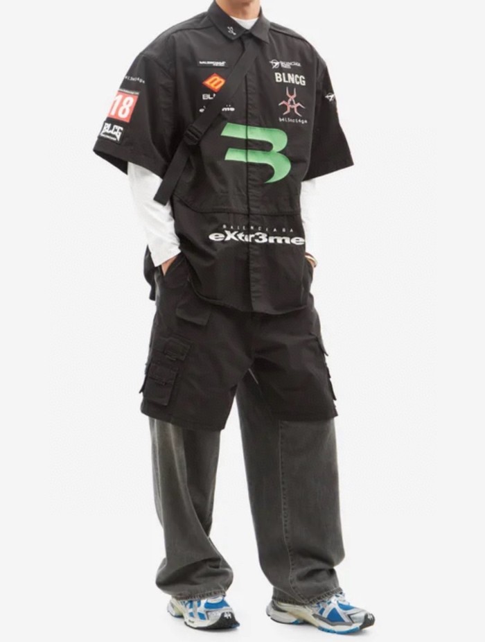 NIGO Balenciaga Men's Spring And Autumn Black Multi-Pocket Cotton Loose Work Pants Casual Spliced Denim Pants Ngvp #nigo9165