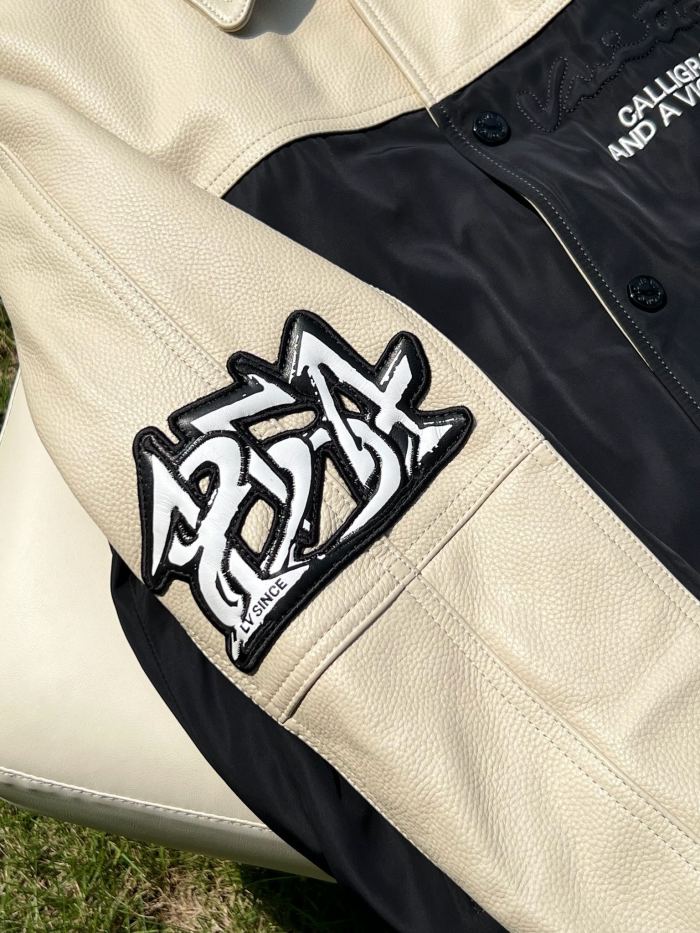 NIGO Louis Vuitton Men's Autumn Single Breasted Leather And Nylon Blouson Jacket #nigo72784