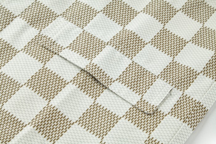 NIGO Louis Vuitton Men's Fall And Winter White Checkered Lapel Single Breasted Pocket Long Sleeved Jacket #nigo72775