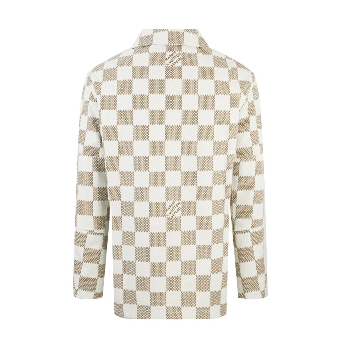 NIGO Louis Vuitton Men's Fall And Winter White Checkered Lapel Single Breasted Pocket Long Sleeved Jacket #nigo72775