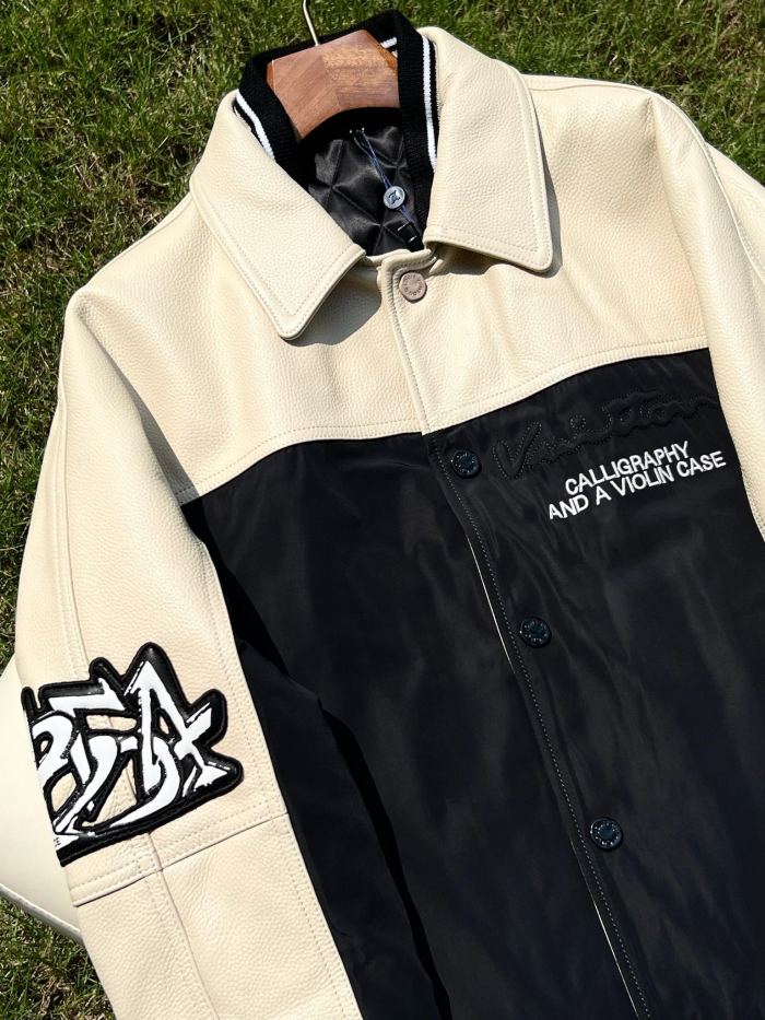 NIGO Louis Vuitton Men's Autumn Single Breasted Leather And Nylon Blouson Jacket #nigo72784