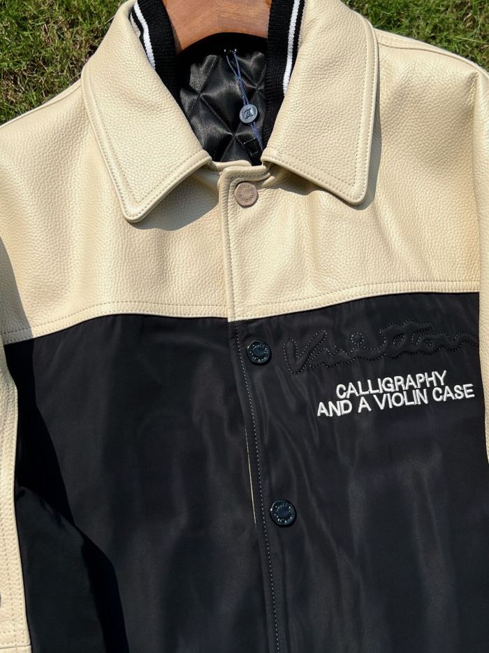 NIGO Louis Vuitton Men's Autumn Single Breasted Leather And Nylon Blouson Jacket #nigo72784