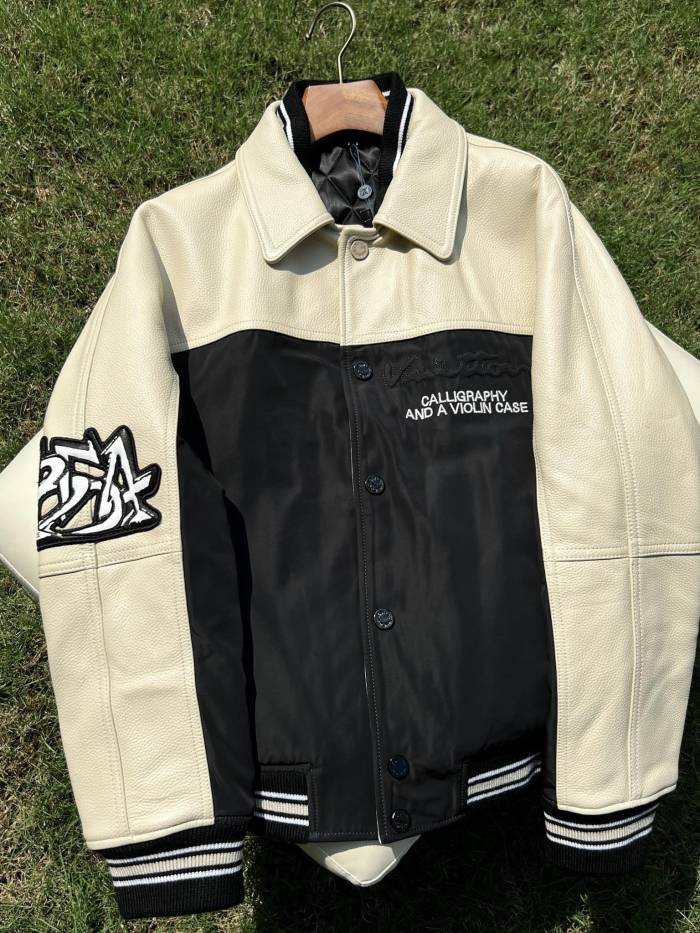 NIGO Louis Vuitton Men's Autumn Single Breasted Leather And Nylon Blouson Jacket #nigo72784