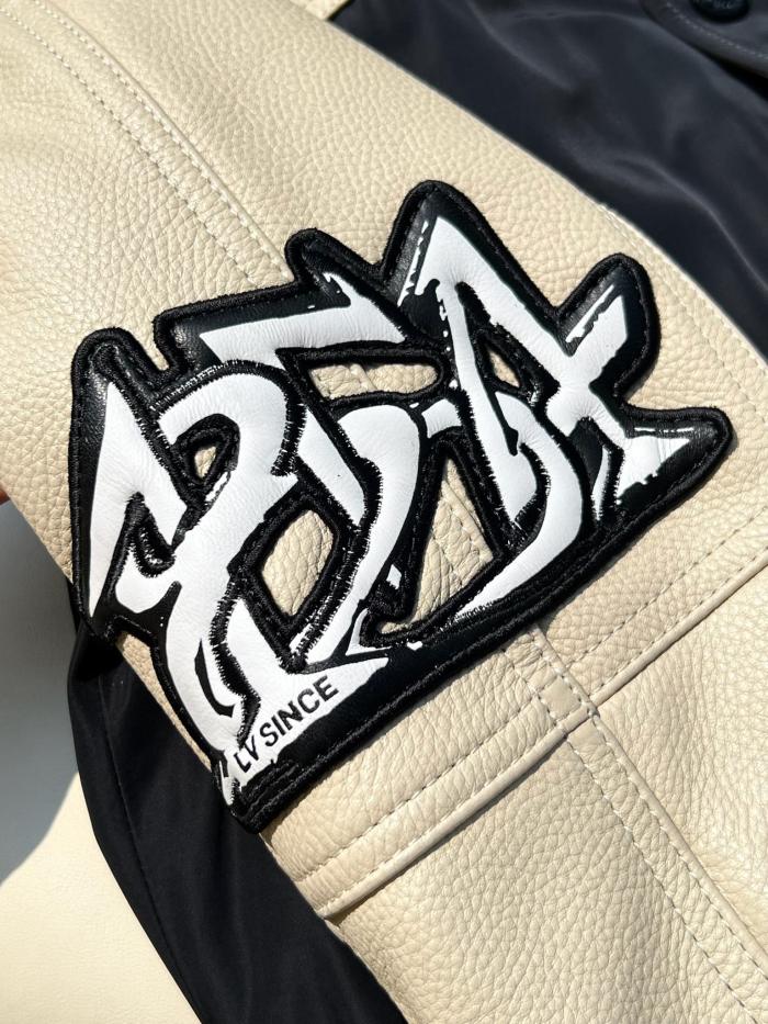 NIGO Louis Vuitton Men's Autumn Single Breasted Leather And Nylon Blouson Jacket #nigo72784