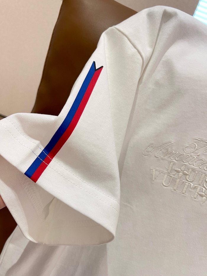 NIGO Louis Vuitton Men's Summer White Logo Embroidered Crew Neck Cotton Short Sleeve T-Shirt #nigo72787