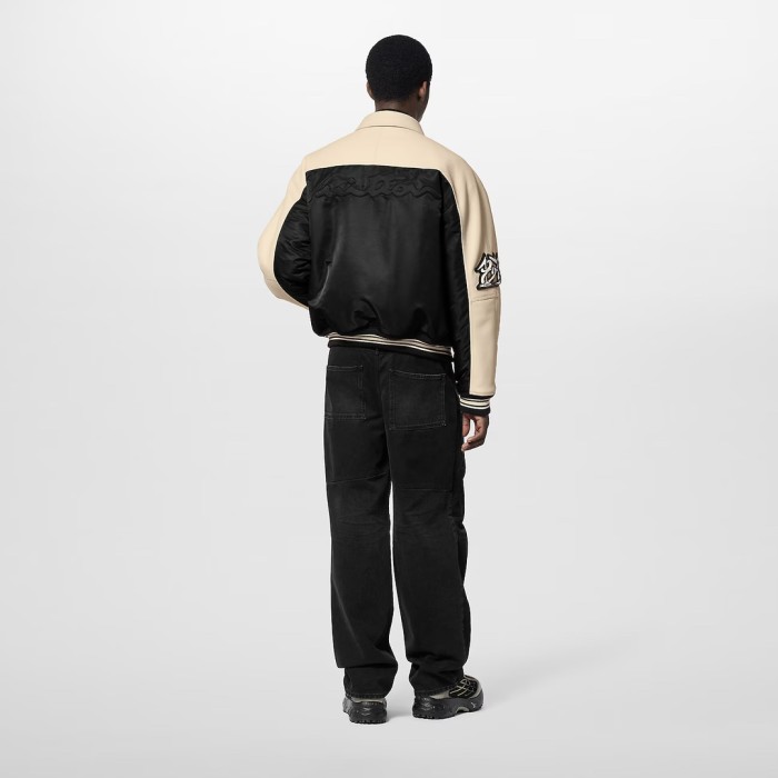 NIGO Louis Vuitton Men's Autumn Single Breasted Leather And Nylon Blouson Jacket #nigo72784