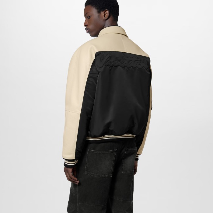 NIGO Louis Vuitton Men's Autumn Single Breasted Leather And Nylon Blouson Jacket #nigo72784
