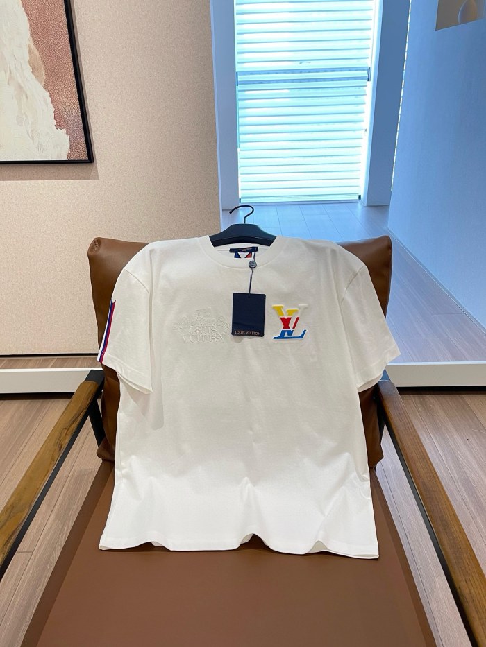 NIGO Louis Vuitton Men's Summer White Logo Embroidered Crew Neck Cotton Short Sleeve T-Shirt #nigo72787