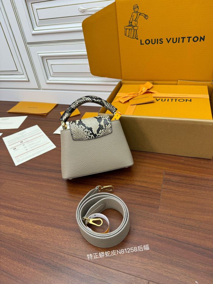 NIGO Louis Vuitton Capucines Women's Removable Shoulder Strap Leather Puzzle Python Skin Single Shoulder Crossbody Mini Handbag Bag Bags #nigo72781