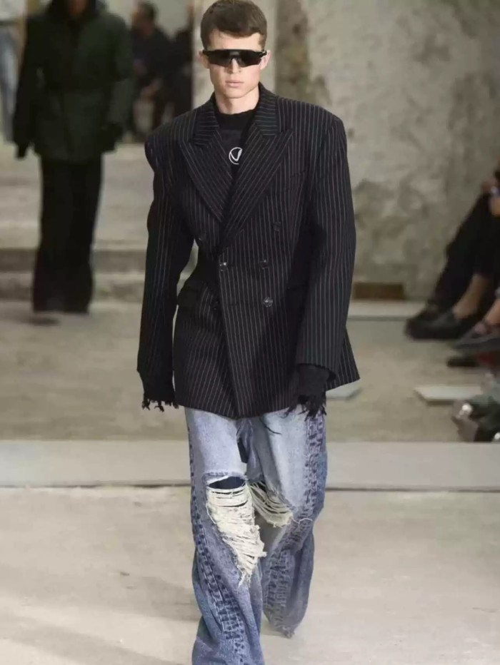 NIGO Vetements Men's Four Seasons Hole Blue Vintage Old Jeans Loose Straight Casual Wide Leg Pants Ngvp #nigo9123