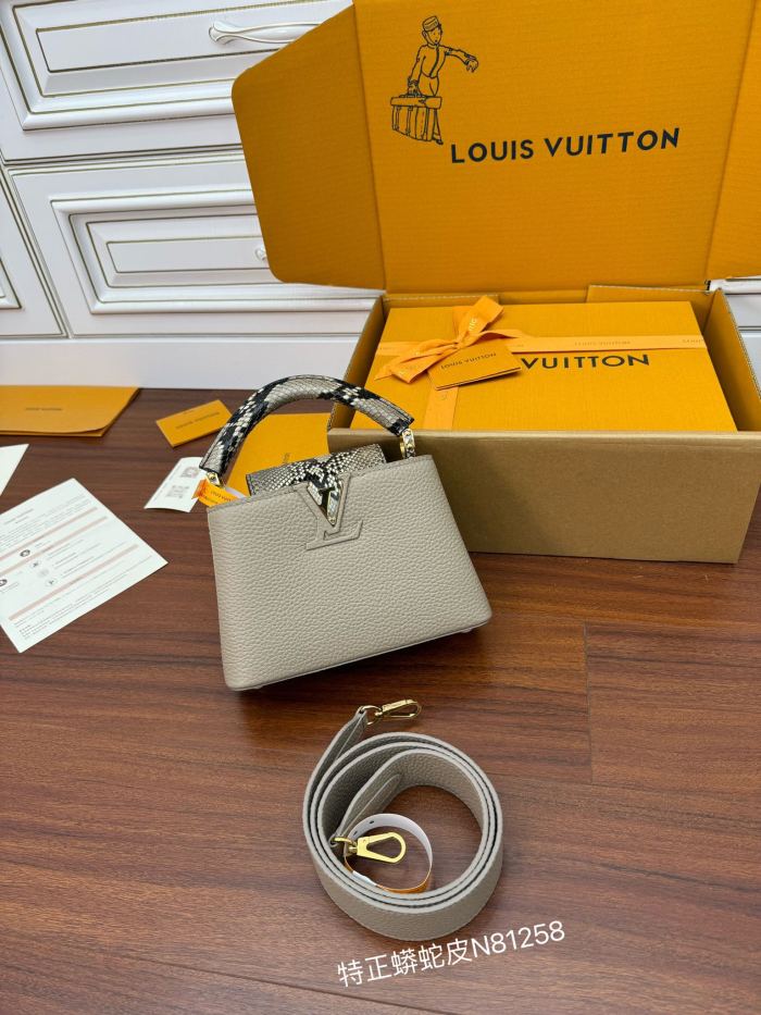 NIGO Louis Vuitton Capucines Women's Removable Shoulder Strap Leather Puzzle Python Skin Single Shoulder Crossbody Mini Handbag Bag Bags #nigo72781