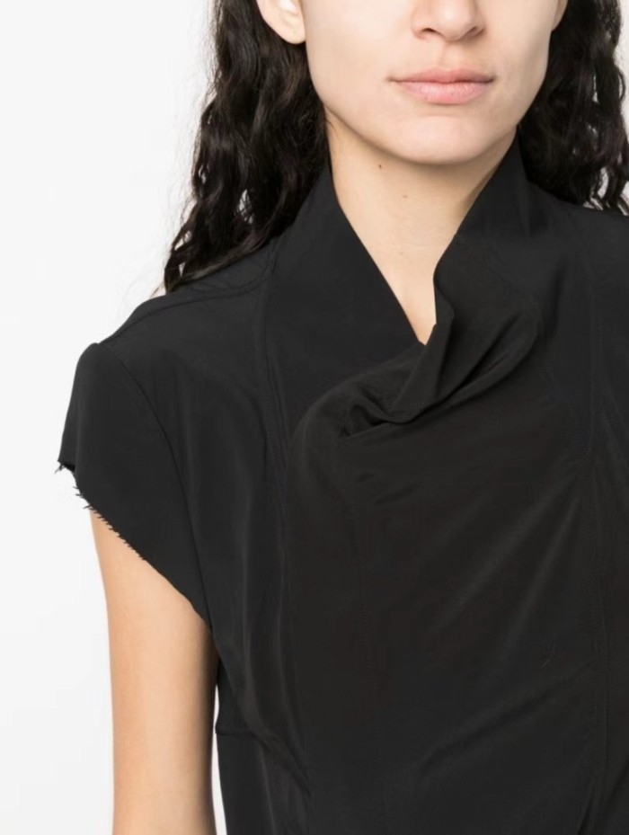 NIGO Rick Owens Women's Summer Solid Color Standing Neck Fashion Irregular Sleeveless T-Shirt #nigo71431