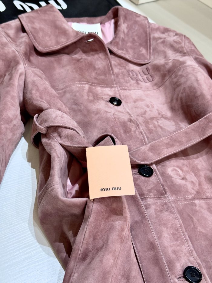 NIGO MiuMiu Women's Solid Color Logo Lapel Suede Single Breasted Pants Coat Jacket #nigo72796