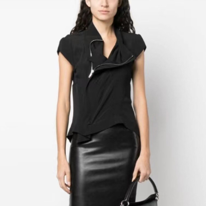 NIGO Rick Owens Women's Summer Solid Color Standing Neck Fashion Irregular Sleeveless T-Shirt #nigo71431