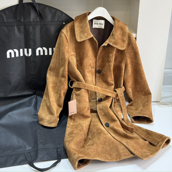 NIGO MiuMiu Women's Solid Color Logo Lapel Suede Single Breasted Pants Coat Jacket #nigo72796