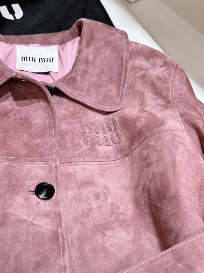 NIGO MiuMiu Women's Solid Color Logo Lapel Suede Single Breasted Pants Coat Jacket #nigo72796