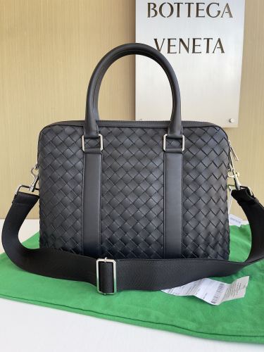 NIGO Bottega Veneta Men's Fashion Black Cow Leather Woven Briefcase Handbag Casual Bag #nigo71419