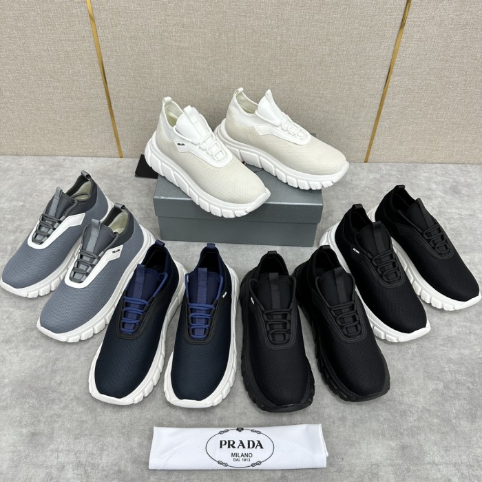 NIGO Prada Men's Mesh Mesh Design Round Toe Lace Up Breathable Thick Bottom Low Top Casual Shoes #nigo72825