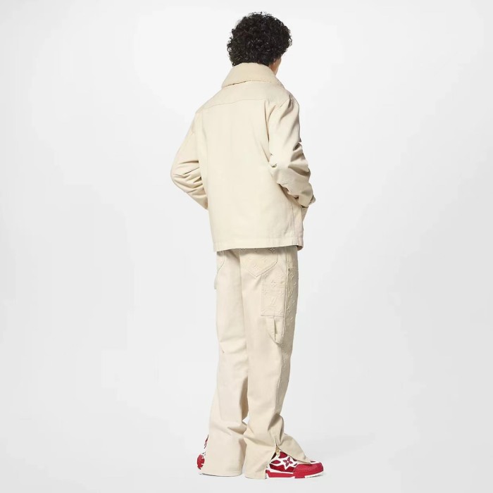 NIGO Louis Vuitton Men's Autumn and Winter Solid Color Letter Printed Cashmere Wool Collar Pocket Jacket Slim Straight Pants Suit Set #nigo72811