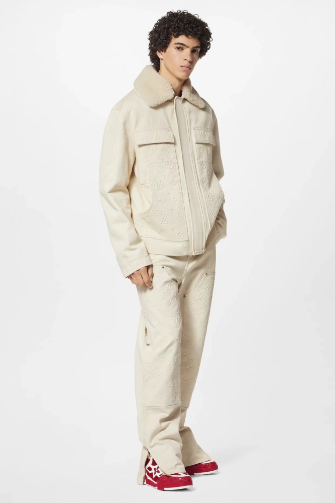 NIGO Louis Vuitton Men's Autumn and Winter Solid Color Letter Printed Cashmere Wool Collar Pocket Jacket Slim Straight Pants Suit Set #nigo72811