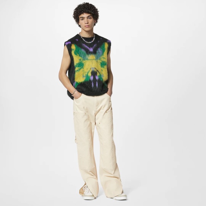 NIGO Louis Vuitton Men's Autumn and Winter Solid Color Letter Printed Cashmere Wool Collar Pocket Jacket Slim Straight Pants Suit Set #nigo72811