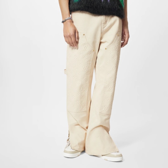 NIGO Louis Vuitton Men's Autumn and Winter Solid Color Letter Printed Cashmere Wool Collar Pocket Jacket Slim Straight Pants Suit Set #nigo72811