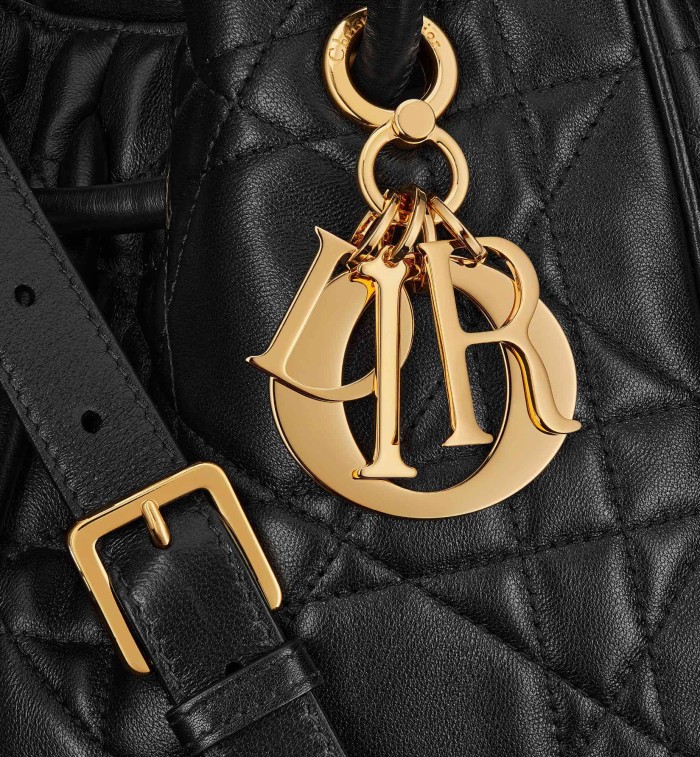NIGO Dior Nolita Women's Black Adjustable Removable Shoulder Strap Magnetic Drawstring Closure Lambskin Shoulder Crossbody Handbag Bag Bags #nigo72827