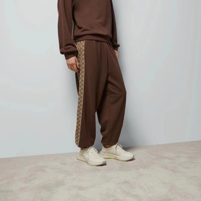 NIGO Gucci Men's Fall And Winter Logo Print Splicing Casual Cotton Round Neck Long Sleeved Sweater Drawstring Tie Drawstring Knit Sweatpants Pants Suit Set #nigo72831
