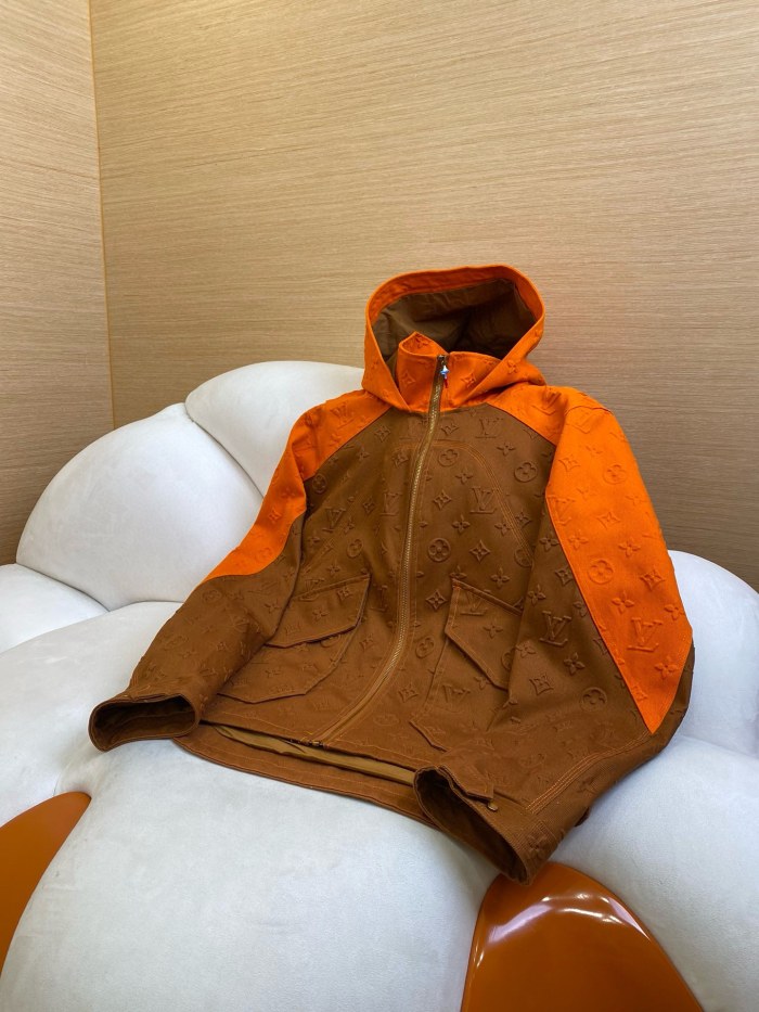 NIGO Louis Vuitton Men's Fall and Winter Full Print Logo Denim Zipper Hooded Jacket Casual Work Pants Set Suit #nigo72826