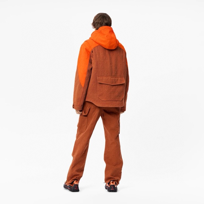 NIGO Louis Vuitton Men's Fall and Winter Full Print Logo Denim Zipper Hooded Jacket Casual Work Pants Set Suit #nigo72826