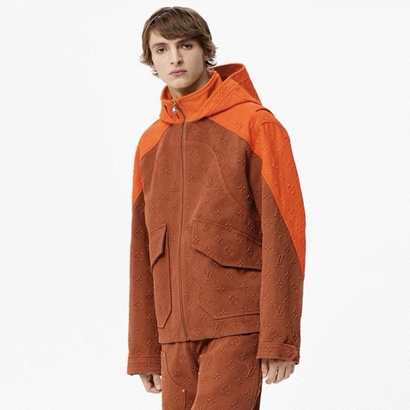 NIGO Louis Vuitton Men's Fall and Winter Full Print Logo Denim Zipper Hooded Jacket Casual Work Pants Set Suit #nigo72826