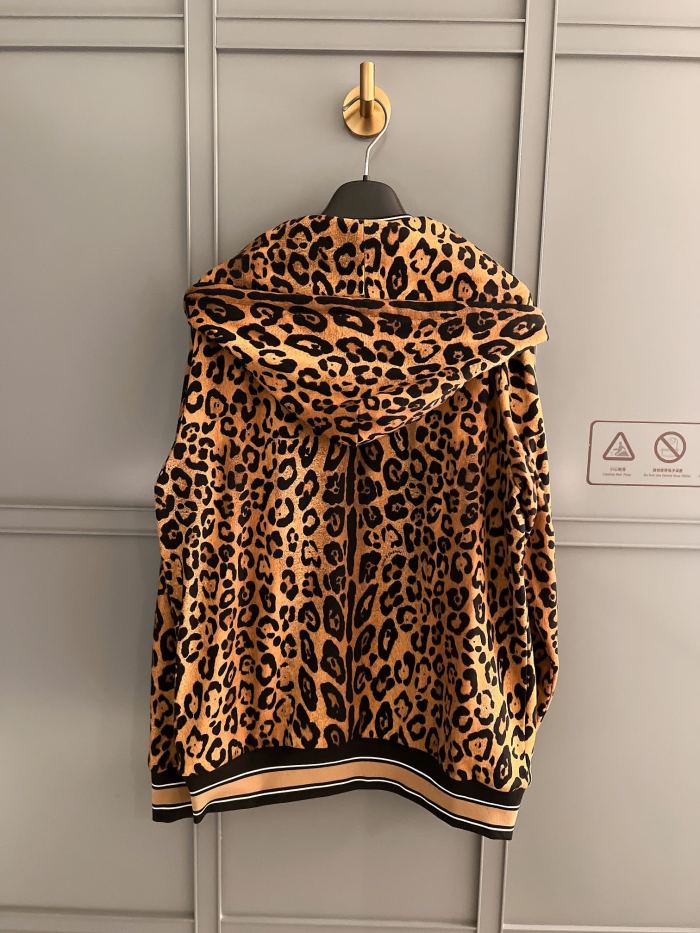 NIGO Dolce&Gabbana Women's Spring and Autumn Leopard Print Hooded Drawstring Zipper Long Sleeve Jacket #nigo72841