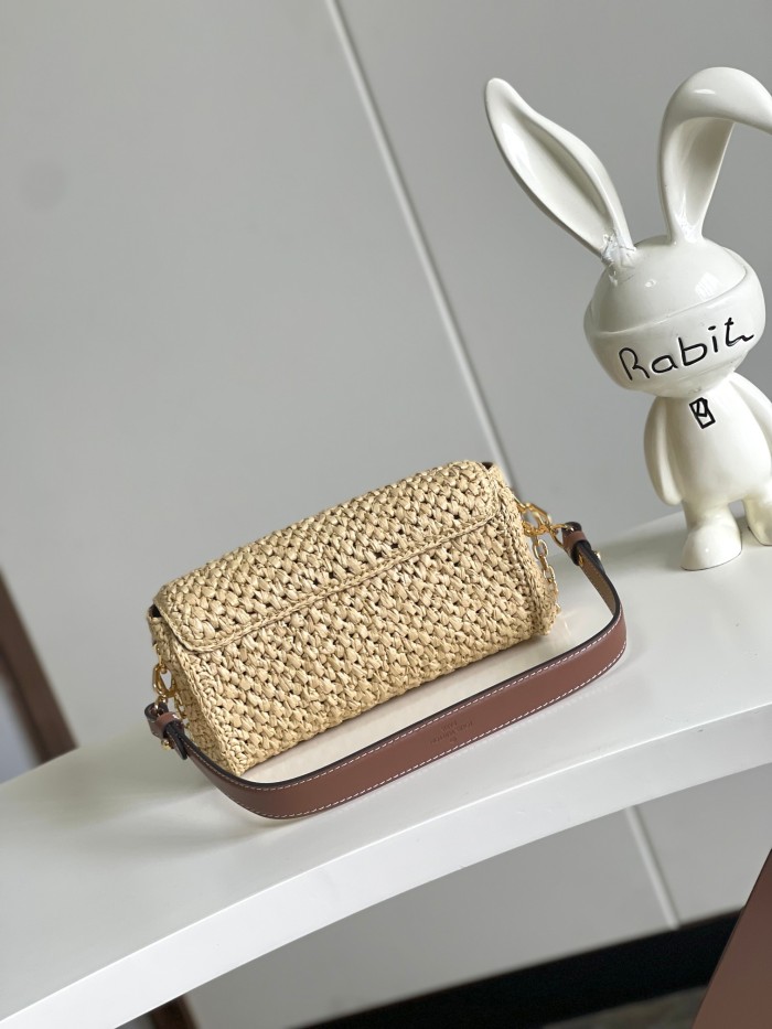 NIGO Louis Vuitton Women's Monogram Logo Removable Shoulder Strap Woven Raffia Tote Shoulder Bag Bags #nigo72839